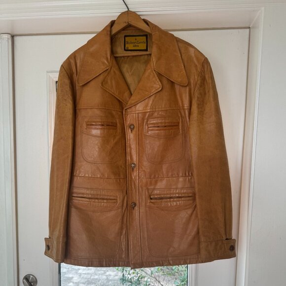 Vtg A Robert Lewis Idea Men’s 42 Genuine Lambskin Leather Jacket - Pro Cleaned! - Picture 1 of 6